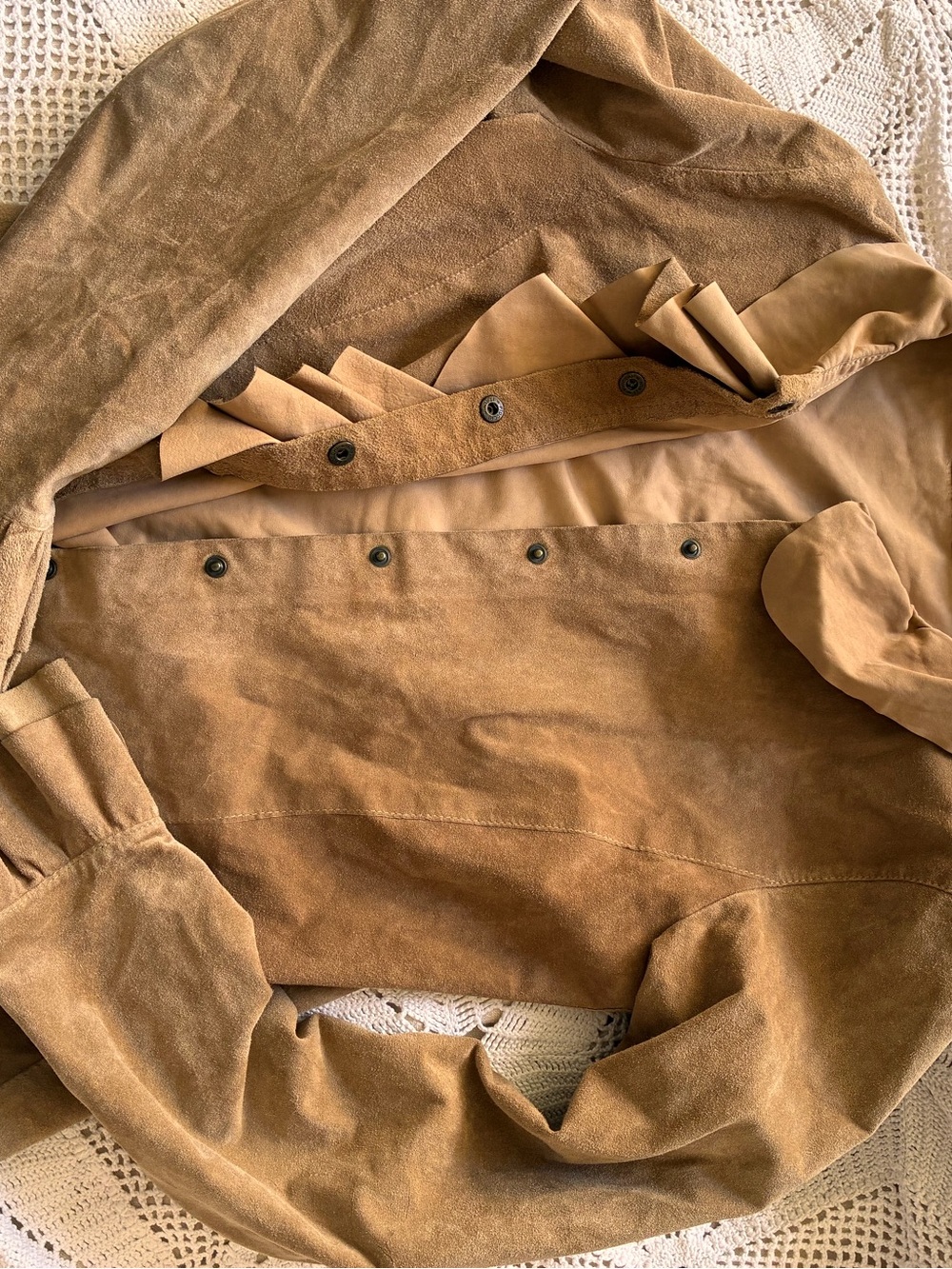 Barbara Bui Paris FW03 Runway Suede Ruffle Jacket Camel Leather size-  FR42 - Picture 8 of 8